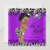 Invitation Fête de naissance de fille vache léopard violet Et (Devant)