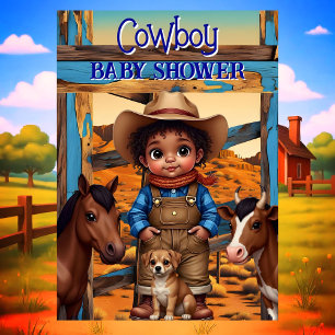 Invitation Fête de naissance de garçon cow-boy mignon ethniqu