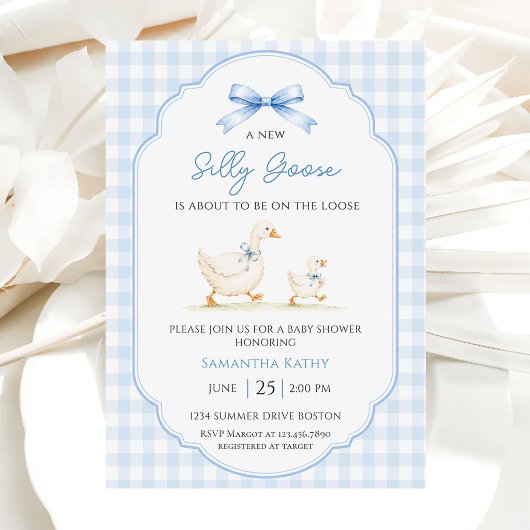 Invitation Fête de naissance de garçon de canard de noeud de