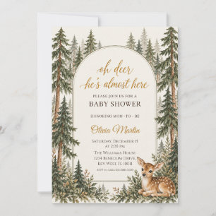 Invitation Fête de naissance de garçon de la forêt de Oh Deer