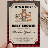 Invitation Fête de naissance de garçon en forêt de bûcheron
