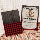 Invitation Fête de naissance de garçon en forêt de bûcheron