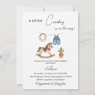 Invitation Fête de naissance de garçon Western vintage person