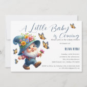 Invitation Fête de Naissance de Gnome Mignon avec Papillon (Devant)
