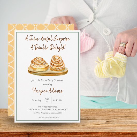 Invitation Fête de naissance de jumeaux Buns Cinnamon Boho Co