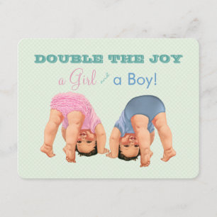 Invitation Fête de naissance de jumeaux garçon et fille