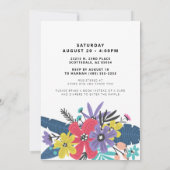 Invitation Fête de naissance de jumeaux garçon Fleurs Boho Mo (Dos)