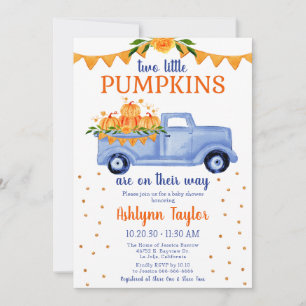 Invitation Fête de naissance de jumeaux garçons Little Pumpki