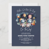 Invitation Fête de naissance de jumeaux garçons sur le thème (Devant)