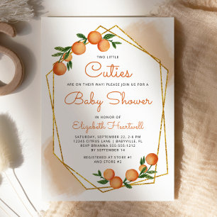 Invitation Fête de naissance de jumeaux Petits Amour Orange C
