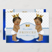 Invitation Fête de naissance de jumeaux prince ethnique (Devant / Derrière)