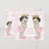 Invitation Fête de naissance de jumelles (Devant / Derrière)