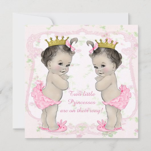 Invitation Fête de naissance de jumelles (Devant)