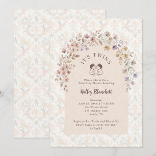 Invitation Fête de naissance de jumelles fantaisistes avec fl