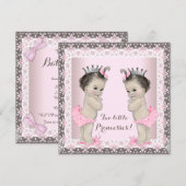 Invitation Fête de naissance de jumelles filles (Devant / Derrière)