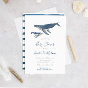 Invitation Fête de naissance de la mère baleine et du bébé ba