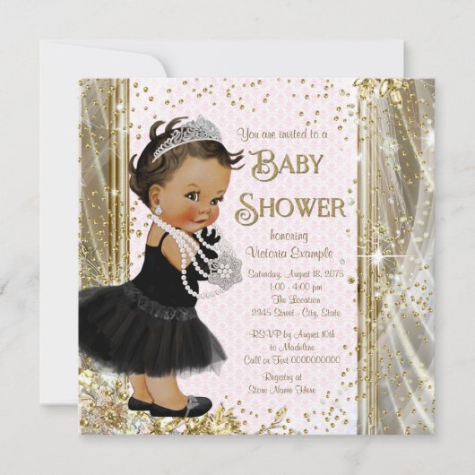 Invitation Fête de naissance de la petite princesse ethnique (Devant)