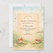 Invitation Fête de Naissance de la Poule et ses Poussins Rust (Devant)