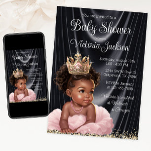Invitation Fête de naissance de la princesse africaine rose e