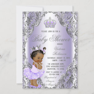 Invitation Fête de naissance de la princesse au tutu argent p