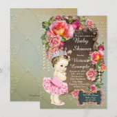 Invitation Fête de naissance de la princesse au tutu de perle (Devant / Derrière)