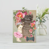 Invitation Fête de naissance de la princesse au tutu de perle (Debout devant)