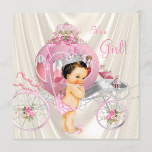 Invitation Fête de naissance de la princesse aux perles roses