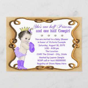 Invitation Fête de naissance de la princesse cowgirl violette