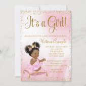 Invitation Fête de naissance de la princesse en or rose C'est (Devant)