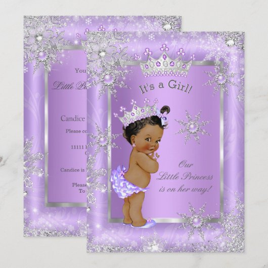 Invitation Fête de naissance de la princesse ethnique Bébé Mo (Devant / Derrière)