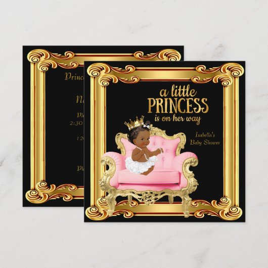 Invitation Fête de naissance de la princesse ethnique Chaise (Devant / Derrière)