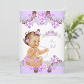 Invitation Fête de naissance de la princesse pour bébé fille (Debout devant)