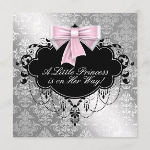 Invitation Fête de naissance de la princesse rose argentée