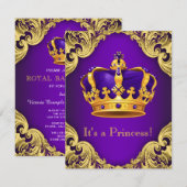 Invitation Fête de naissance de la princesse Violet Or Fancy (Devant / Derrière)