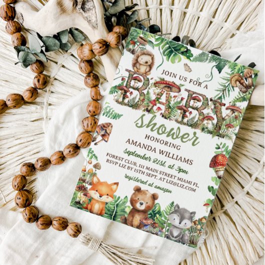 Invitation Fête de naissance de la verdure forestière botaniq