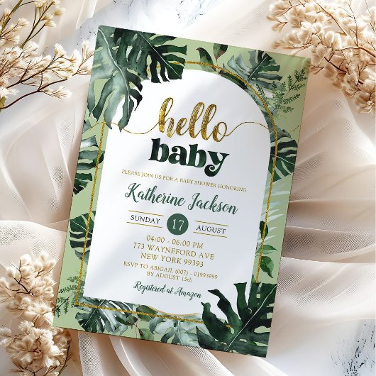 Invitation Fête de naissance de la verdure tropicale Monstera