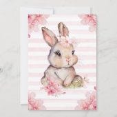 Invitation Fête de naissance de lapin à fleurs de cerisier à  (Dos)