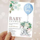 Invitation Fête de naissance de l'éléphant bleu garçon
