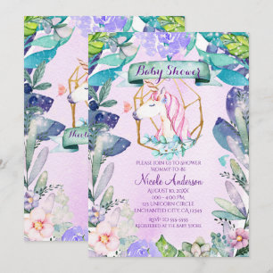 Invitation Fête de Naissance de Licorne Magique de la Forêt E