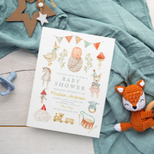 Invitation Fête de naissance de livre de contes vintage avec