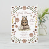 Invitation Fête de naissance de l'ours de la forêt fantaisist (Debout devant)