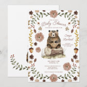 Invitation Fête de naissance de l'ours de la forêt fantaisist (Devant / Derrière)