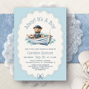 Invitation Fête de naissance de l'ours marin Ahoy Boy