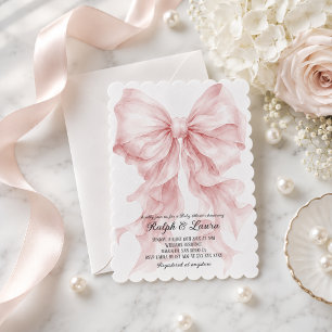 Invitation Fête de naissance de luxe pour fille avec noeud