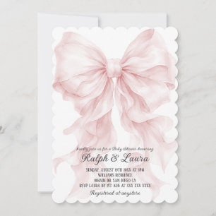 Invitation Fête de naissance de luxe pour fille avec noeud