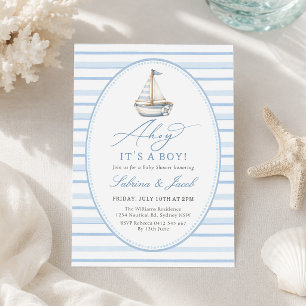 Invitation Fête de naissance de marin pour un garçon avec un