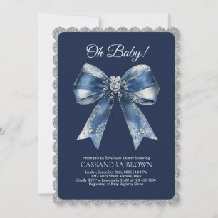 Invitation Fête de Naissance de Noël XL Ruban Frontière Paill