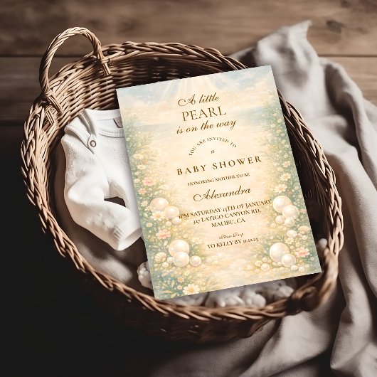 Invitation Fête de Naissance de Nursery Perle Océan Rêveuse