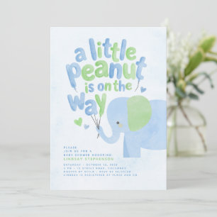 Invitation Fête de naissance de Petit Cacahuète Eléphant Vert