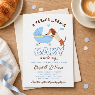 Invitation Fête de naissance de petit garçon teckel bleu